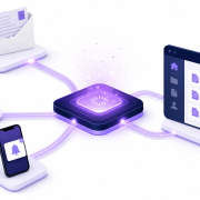 A central digital hub connecting physical letters, email, SMS and secure document portal — illustrating a multichannel communication portal