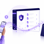 A customer receiving a digital notification on their phone connected to a secure document portal, illustrating digital transformation and customer experience
