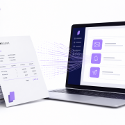 Stack of business invoices transforming into digital delivery — illustrating outsourced invoice mailing services for UK businesses